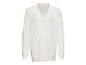 Witte gebreide trui met V-hals.