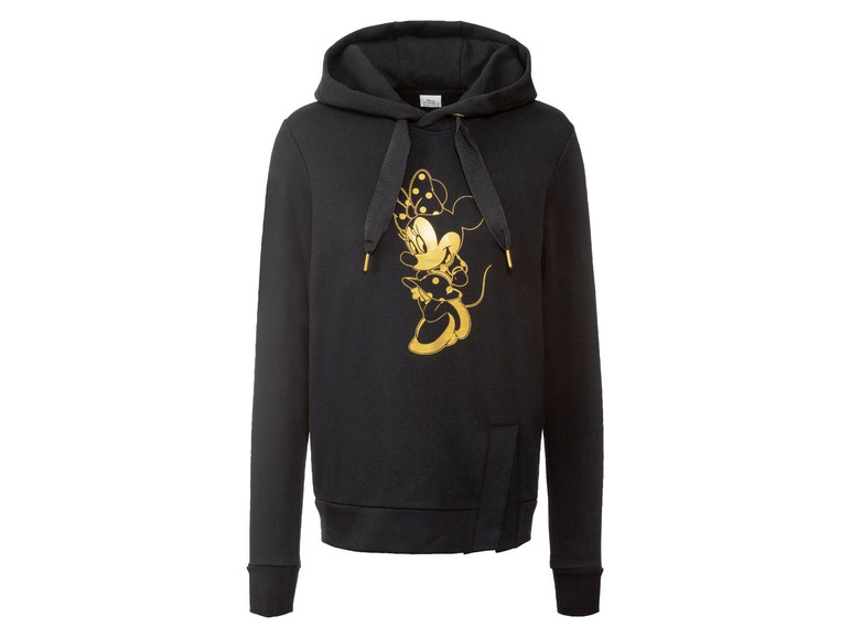 Zwarte hoodie met gouden Mickey Mouse print.