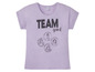 Paars T-shirt met Disney prinsessen en de tekst 'Team good'.