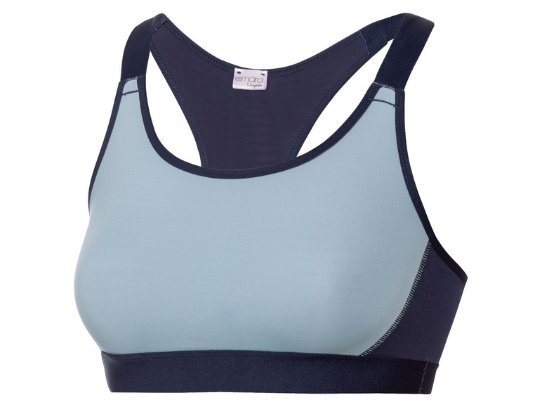 Een blauwe sportbeha van Esmara.