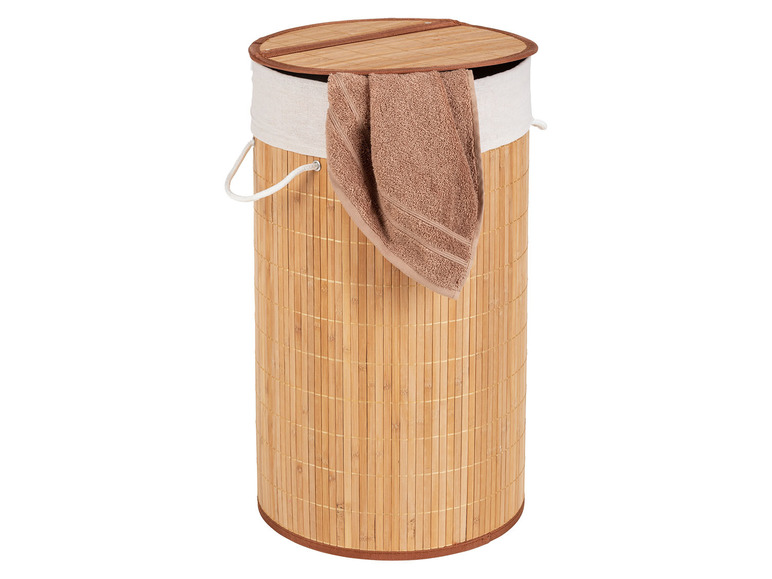 Ga naar volledige schermweergave: Wenko Waskist »Bamboo«, 55 l inhoud, met katoenen waszak, van bamboe - afbeelding 4