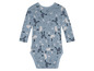 Baby romper met lange mouwen, blauwe kleur met rendier print.
