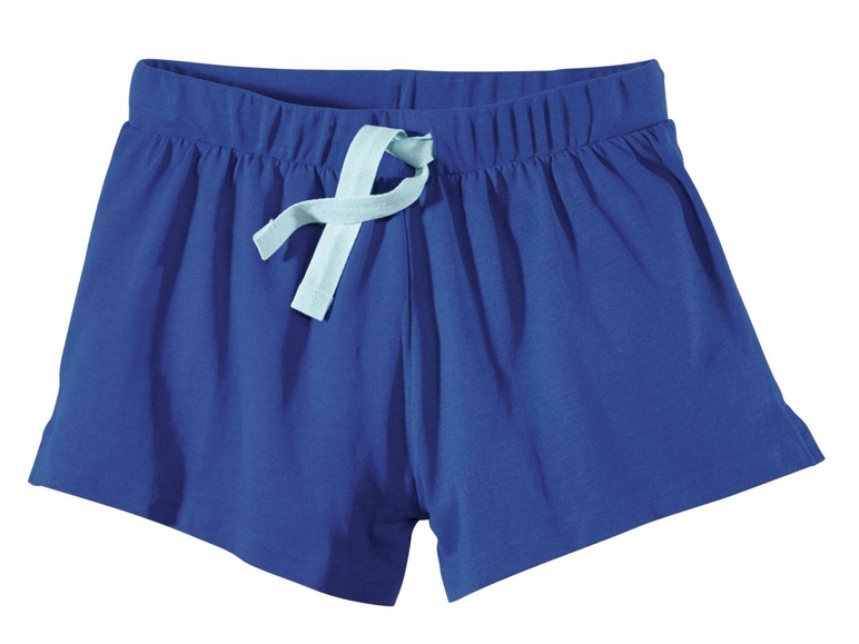 Blauwe korte broek met een blauwe koord