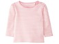 Een roze gestreept longsleeve shirt voor baby's.