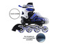 Blauw-witte inline skates met '1 Click System' en verstelbare maat.