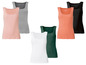 Zes basic tanktops in verschillende kleuren.