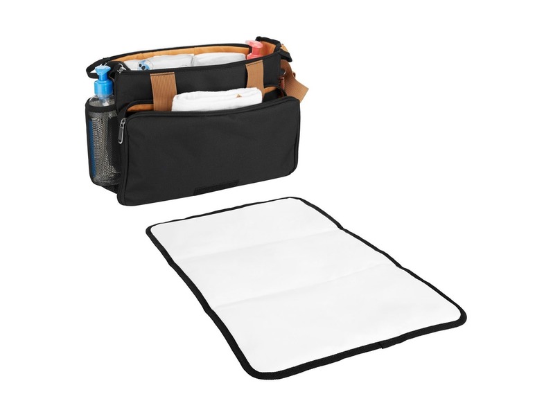 Zwarte babytas met verschoningsmat