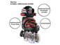 Zwarte inline skates met rode accenten van het merk Apollo, met klittenbandsluiting, veiligheidssluiting en veters.