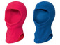 Twee fleece balaclava's, één roze en één blauw.