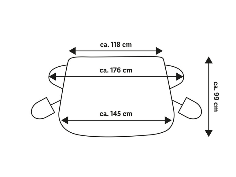 Afmetingen van een baby draagzak met draaglussen.