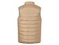 Beige gewatteerd vest zonder mouwen.