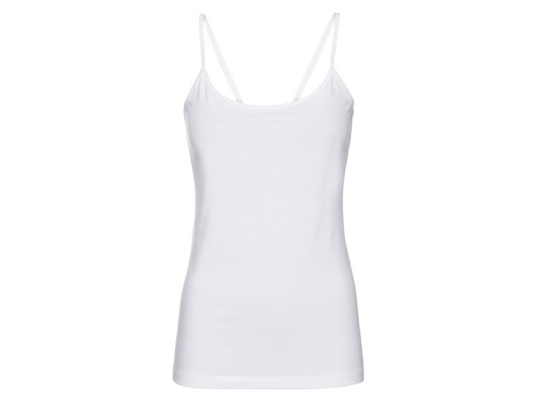 Een wit, strak, tanktop.