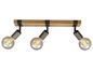 Drie lampen met een houten basis in een industriële stijl.