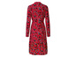 Rode midi-jurk met bloemenprint.