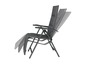Een verstelbare, opvouwbare stoel in grijs.