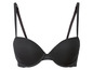 Zwarte bh met gladde cups en kanten rand.