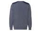 Een donkerblauwe sweater met lange mouwen.