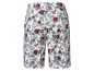 Witte broek met rode en blauwe bloemenprint.