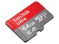 Een 64GB SanDisk Ultra microSDXC geheugenkaart.