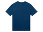 Een donkerblauw T-shirt met korte mouwen.
