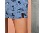 Blauwe jurk met tropische print, palmbomen en bloemen