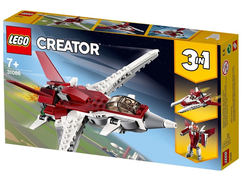 LEGO Creator 3-in-1 set met een rode straaljager.