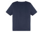 Een donkerblauw T-shirt met korte mouwen.