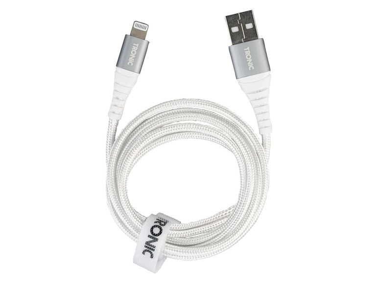Witte oplaadkabel met Lightning en USB-aansluitingen van het merk TRONIC