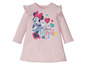 Een roze jurk met lange mouwen met Minnie Mouse print.