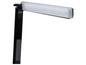 Een zwarte, opvouwbare bureaulamp met LED-verlichting.