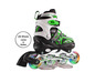 Inline skates met groene wielen en LED-verlichting.