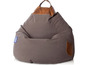 Grijze beanbag stoel met leren details van Sitting Point.