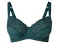 Groene bh met kant en brede bandjes.