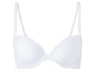 Een witte bh met gladde cups en verstelbare bandjes.