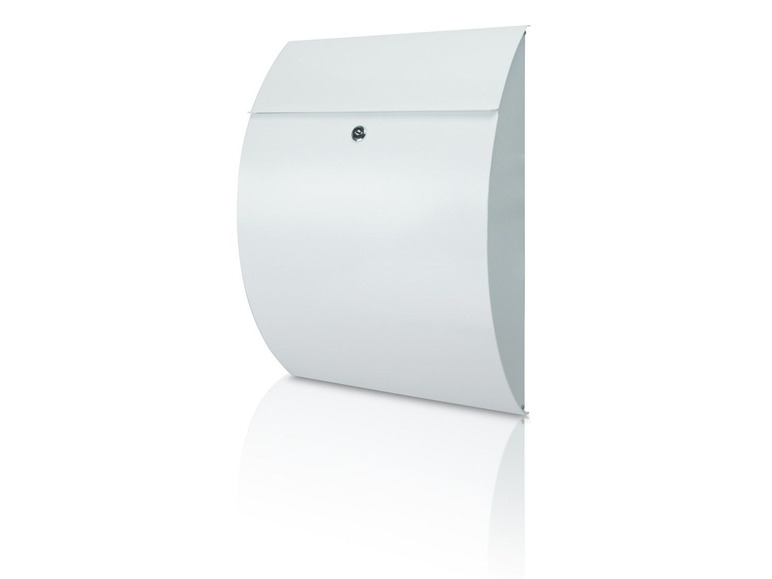 Een witte brievenbus met een klep