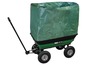Een groene tuinjardinwagen met een groen net en een handvat.