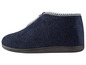 Donkerblauwe wollen pantoffels met rits.