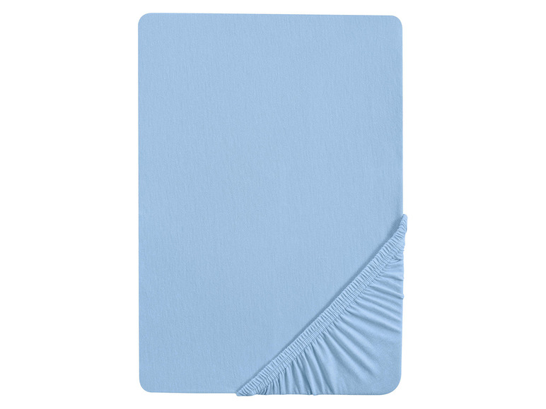 Biberna Jersey hoeslaken (katoenen stof, 90-100 x 200 cm, Ijsblauw)