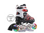 Zwarte inline skates met rode details en led wielen.