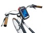 Een fiets met een smartphonehouder op het stuur.