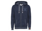 Een donkerblauwe hoodie met rits van Premium 083 Apparel.