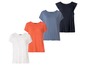 Vier T-shirts met korte mouwen, twee met kantdetails.