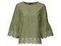 Groen katoenen blouse met gedetailleerde, geknipte mouwen.
