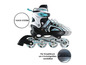 Blauw-witte inline skates met '1 Klick'-systeem en verstelbare maat.