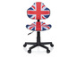 Een bureaustoel met een Britse vlag ontwerp.