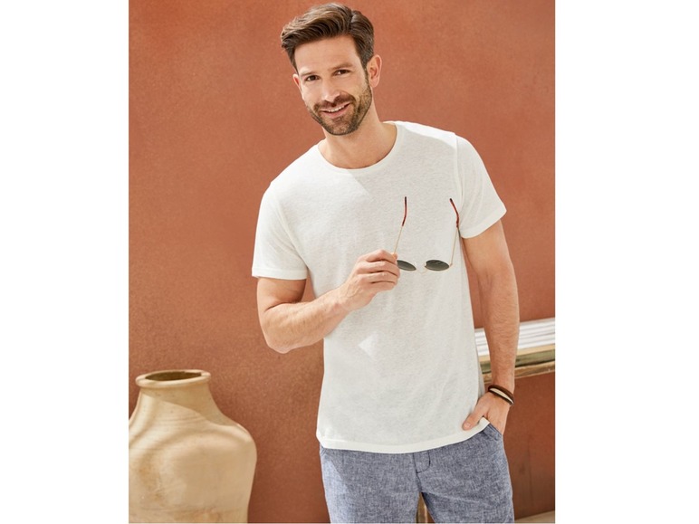 Ga naar volledige schermweergave: LIVERGY® T-shirt voor heren, linnen en katoen - afbeelding 3
