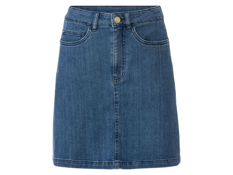 Blauwkleurige halflange jeansrok Amber Nümph 487666 Blauwkleurige halflange jeansrok Amber Nümph 487666