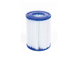 Een blauw en wit zwembadfilter