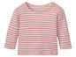 Een roze gestreept longsleeve shirt voor baby's.