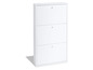Witte schoenenkast met drie lades.